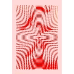 Affiche originale ADOPTE UN MEC, visuel visages sur fond rouge et rose