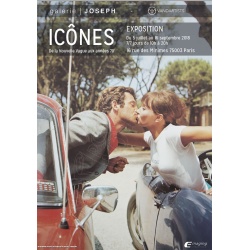 Affiche originale avec Jean-Paul Belmondo et Anna Karina pour l'exposition ICÔNES de la Galerie Joseph (Pierrot le Fou)