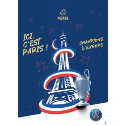 Projet d'affiche originale "ICI C'EST PARIS", célébration du PSG 2025, "Visuel Trophée"