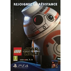 Affiche original LEGO Star Wars "Le Réveil de la Force" sur PS4, visuel "BB8"