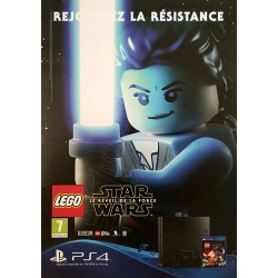 Affiche original LEGO Star Wars "Le Réveil de la Force" sur PS4, visuel "Rey"