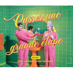 Tinder, affiche originale « Passer une grande étape »