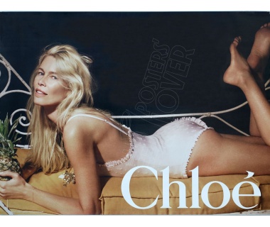 Affiche originale Claudia Schiffer pour Chloé, "Claudia sur le ventre"