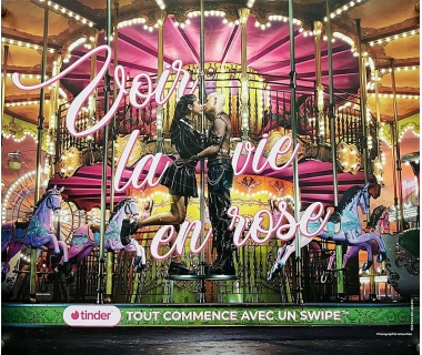 Tinder, affiche originale « Voir la vie en rose »