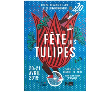Affiche originale des 30 ans de la Fête des Tulipes, ville de Saint-Denis