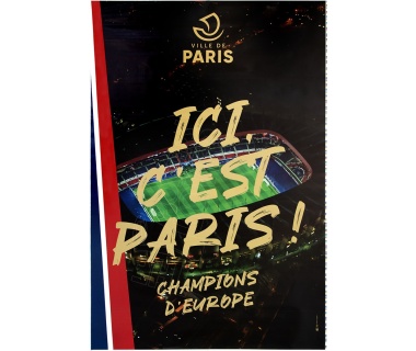 Affiche originale "ICI C'EST PARIS", célébration du PSG 2025