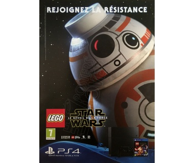 Affiche original LEGO Star Wars "Le Réveil de la Force" sur PS4, visuel "BB8"