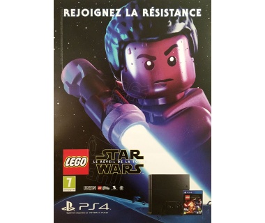 Affiche original LEGO Star Wars "Le Réveil de la Force" sur PS4, visuel "Finn"