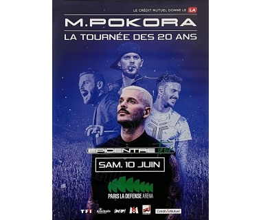 Affiche originale M.POKORA : "LA TOURNÉE DES 20 ANS" - PARIS LA DÉFENSE ARENA