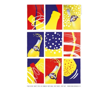 Affiche originale Orangina, nouvelle identité visuelle 2015 "Visuels 9 cases"