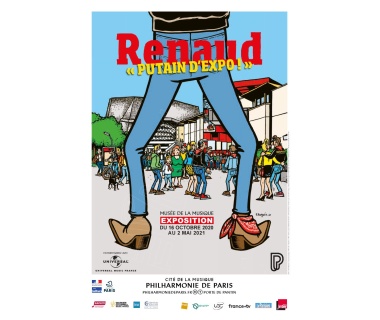Affiche originale Renaud "PUTAIN D'EXPO !" Musée de la Musique de Paris