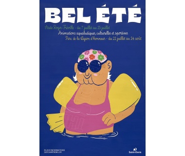 Affiche originale de la ville de Saint Denis : "Bel été 2025", visuel mamie & bouées