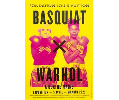 "Basquiat x Warhol à quatre mains" - Fond jaune (format 200x150 cm)