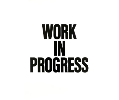 Affiche originale par Josué Thomas, visuel texte "WORK IN PROGRESS"
