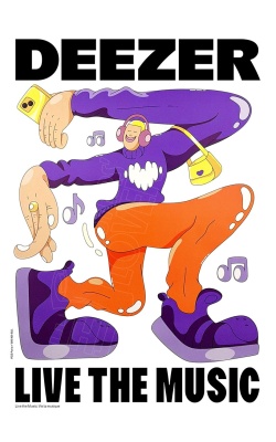 Affiche originale DEEZER "Live the Music" (danseur avec sac à main) 