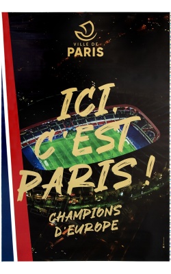 Affiche originale "ICI C'EST PARIS", célébration du PSG 2025
