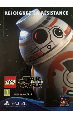 Affiche original LEGO Star Wars "Le Réveil de la Force" sur PS4, visuel "BB8"