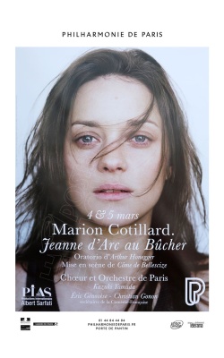Affiche originale Marion Cotillard pour l'Opéra "Jeanne d'Arc au Bûcher", Phiharmonie de Paris