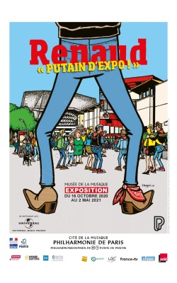 Affiche originale Renaud "PUTAIN D'EXPO !" Musée de la Musique de Paris
