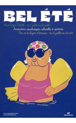 Affiche originale de la ville de Saint Denis : "Bel été 2025", visuel mamie & bouées