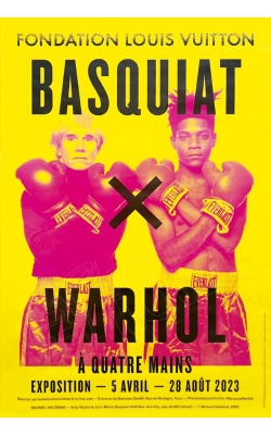 "Basquiat x Warhol à quatre mains" - Fond jaune (format 200x150 cm)